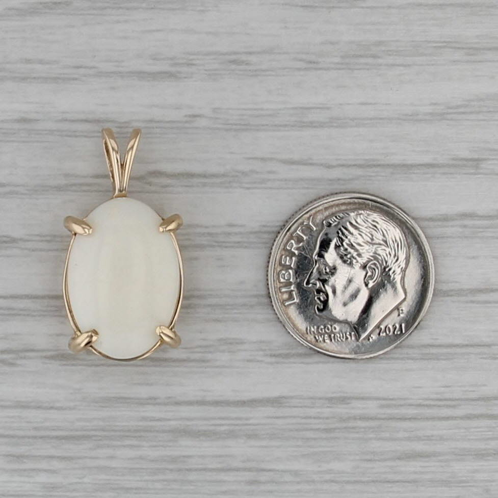 Opal Solitaire Pendant 14k Yellow Gold Oval Cabochon Drop