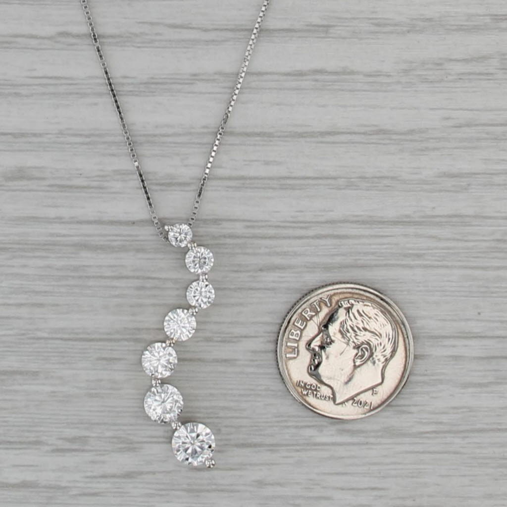 1.86ctw Graduated Moissanite Journey Pendant Necklace 14k Gold 18" Box Chain