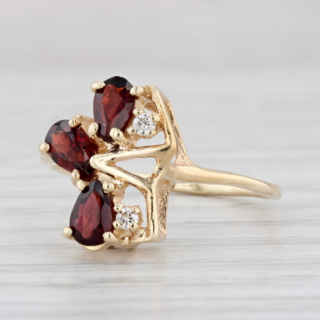 Light Gray 0.60ctw Garnet Diamond Ring 14k Yellow Gold Size 6.5