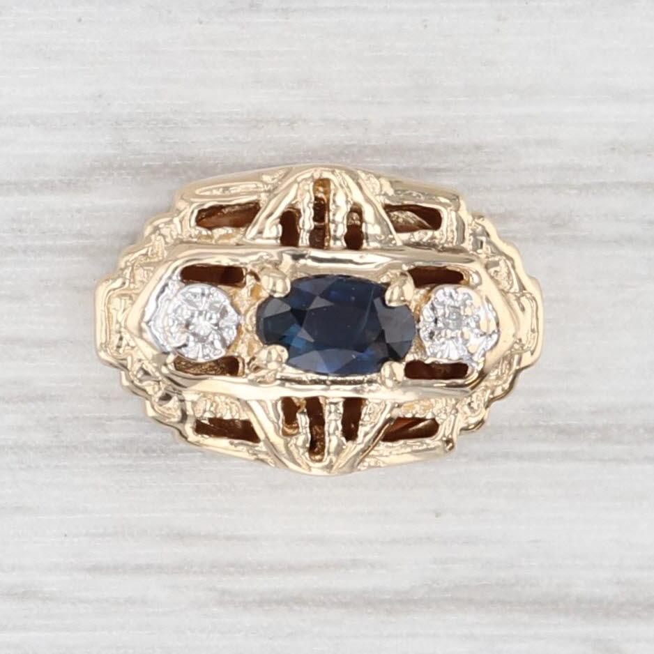 Light Gray 0.25ct Blue Sapphire Diamond Slide Bracelet Charm 14k Yellow Gold Richard Klein