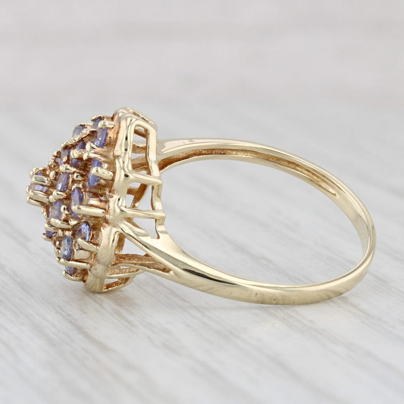 Light Gray 0.80ctw Tanzanite Cluster Ring 10k Yellow Gold Size 10 Cocktail