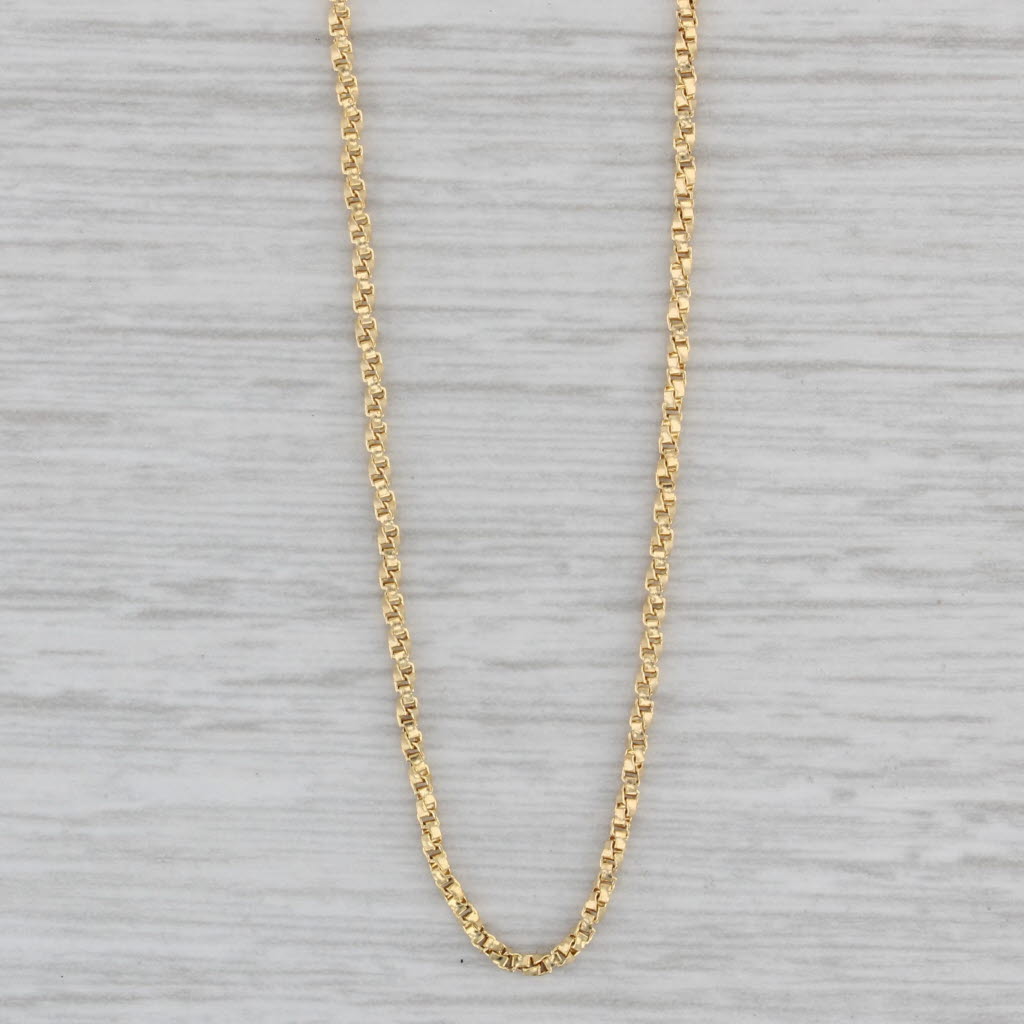 Gray 16" Twist Box Chain Necklace 14k Yellow Gold 1.1mm