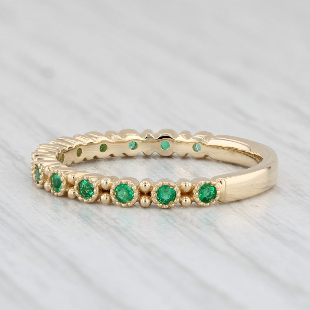 Light Gray New 0.17ctw Stackable Emerald Ring 14k Yellow Gold Wedding Band Size 6.5