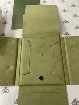 Van Cleef Arpels VCA Alhambra Black Onyx Clover Necklace 18k Gold 7.25" Box COA