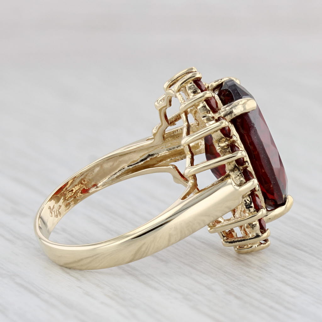 Light Gray 1.24 Garnet Red Glass Ring 14k Yellow Gold Size 7.5 Cocktail