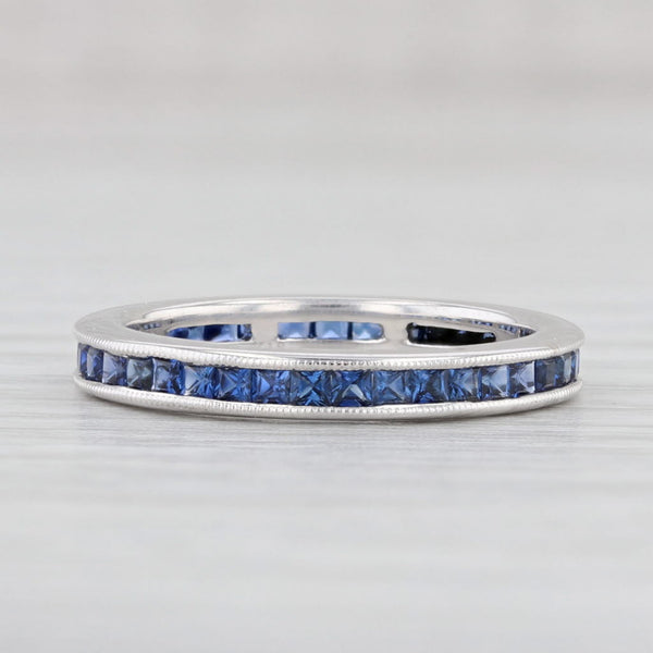 Light Gray 0.75ctw Blue Sapphire Eternity Band 18k White Gold Size 5 Wedding Ring