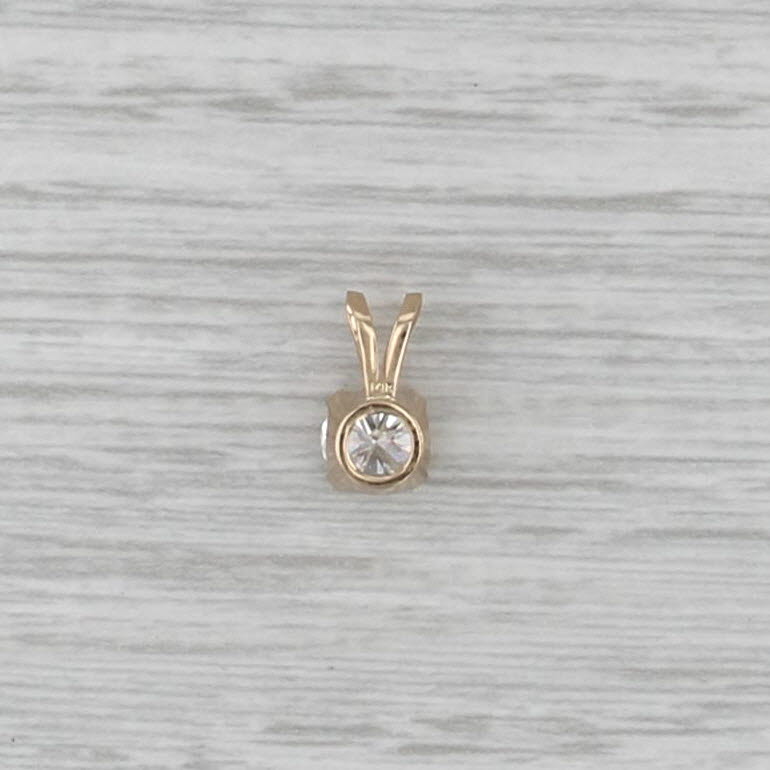 0.64ct Round Diamond Solitaire Pendant 14k Yellow Gold Small Drop