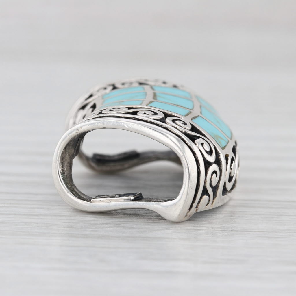 Blue Resin Mosaic Omega Slide Enhancer Pendant Sterling Silver Statement