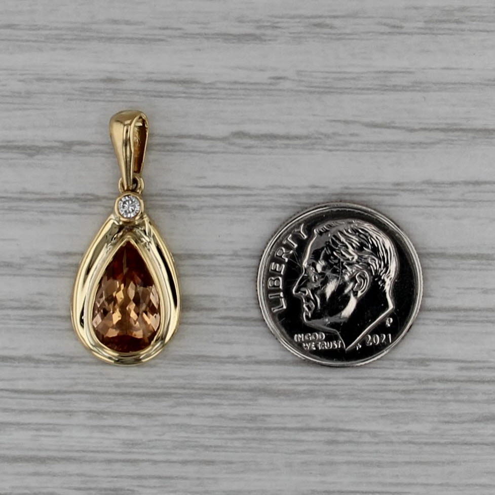 2.85ct Pear Yellow Topaz Diamond Teardrop Pendant 18k Yellow Gold
