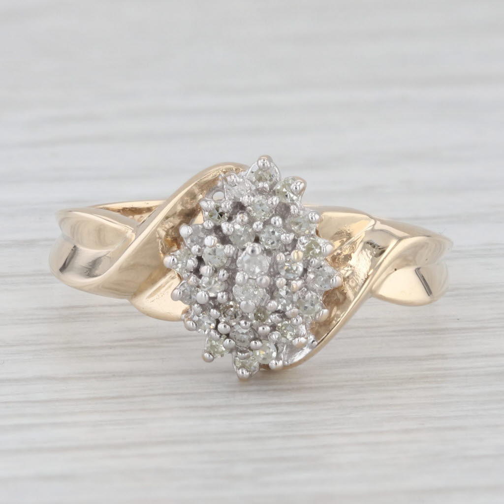 Light Gray 0.25ctw Diamond Cluster Bypass Ring 10k Yellow Gold Size 11.25