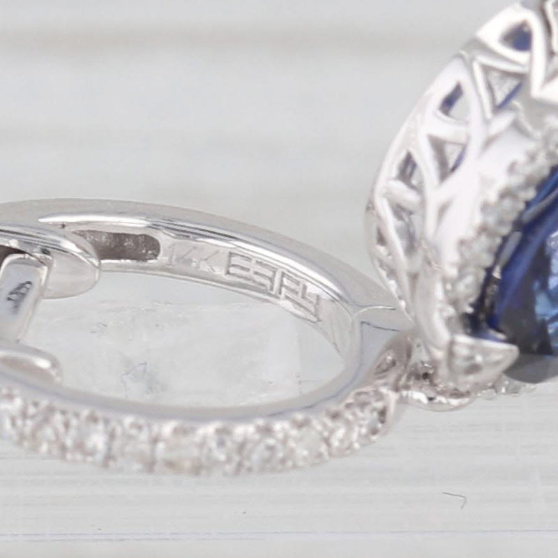 Effy 4.42ctw Blue Lab Created Sapphire Diamond Halo Drop Earrings 14k White Gold
