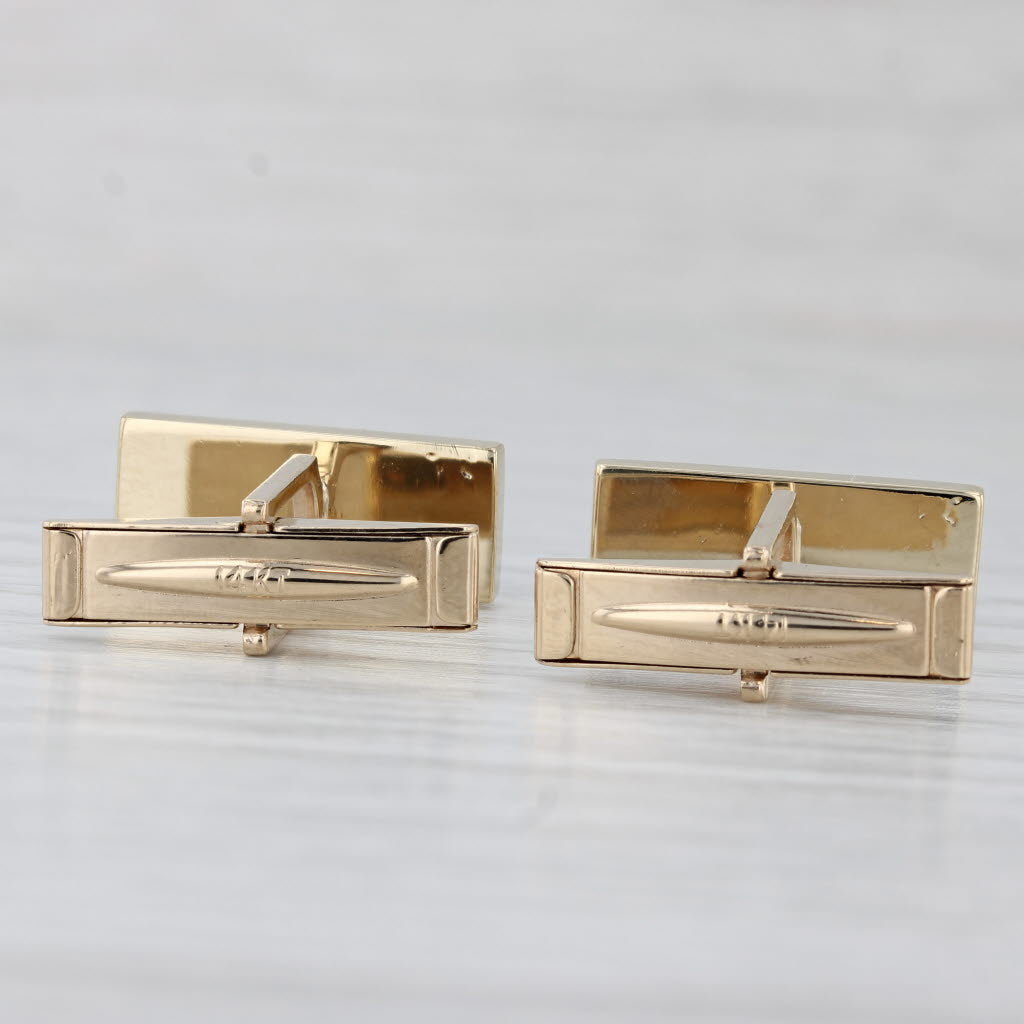 Light Gray Lapis Lazuli Cufflinks 14k Yellow Gold Folding Bar Backs Men's Suite Accessory