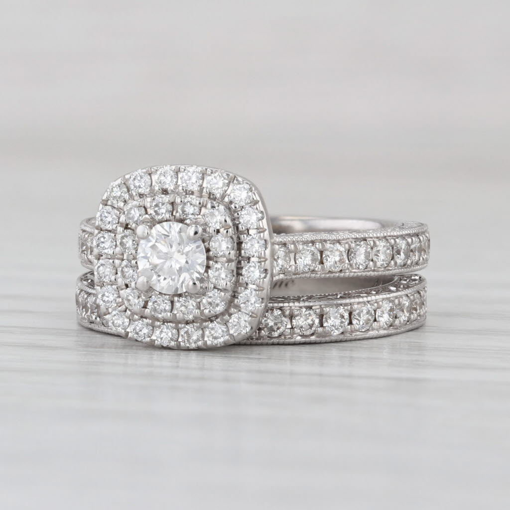 Neil Lane 1.16ctw Diamond Halo Engagement Ring Wedding Band Bridal 14k Gold