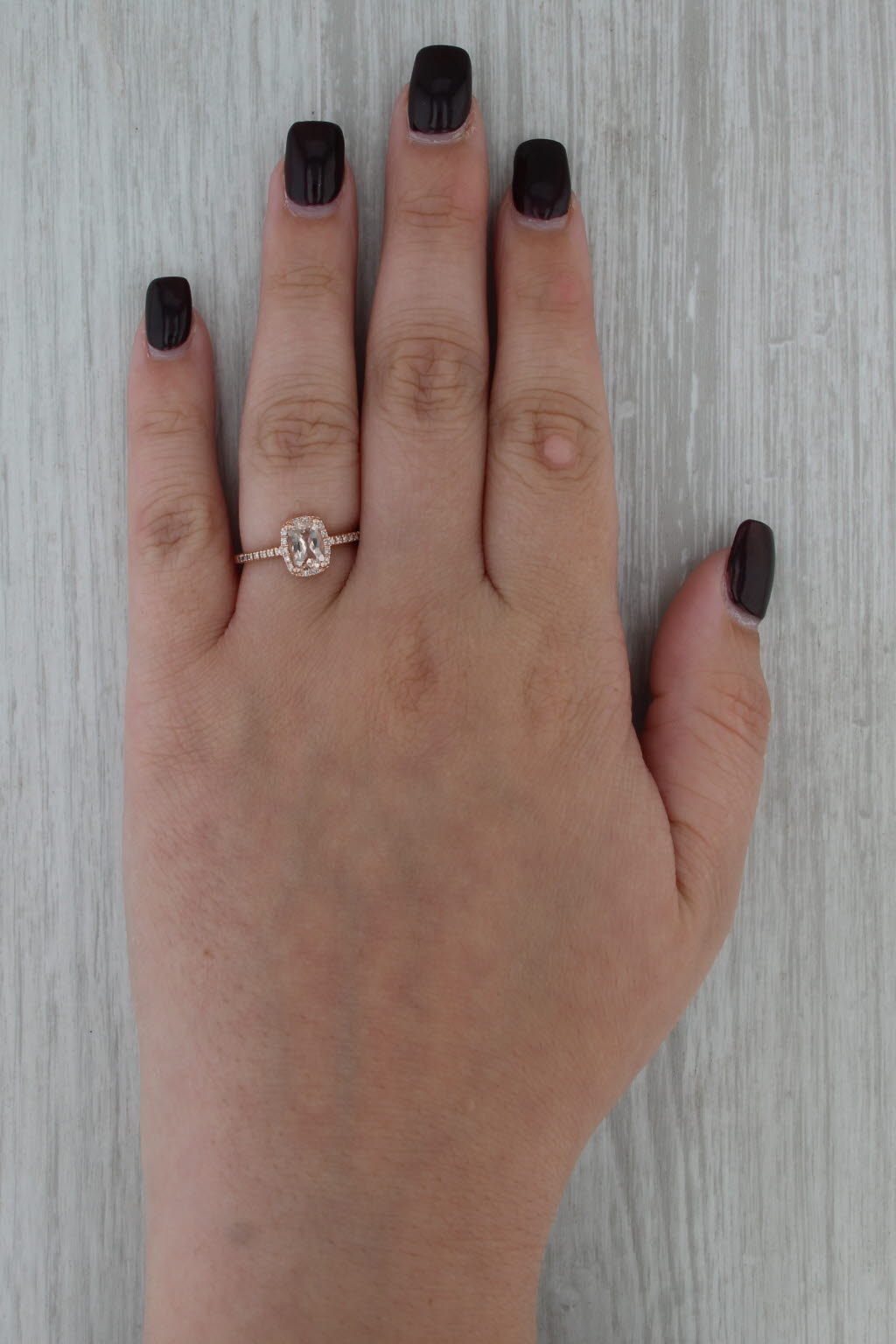 0.81ctw Morganite Diamond Halo Ring 14k Rose Gold Size 7.25 Engagement