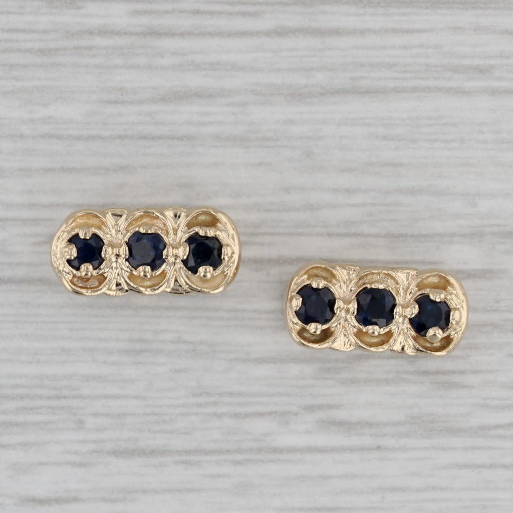 Gray Richard Klein Blue Sapphire Slide Charm Spacers 14k Yellow Gold Set of 2