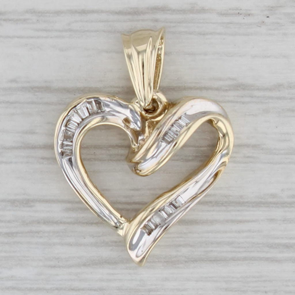 Gray 0.10ctw Diamond Stylized Open Heart Pendant 10k Yellow Gold