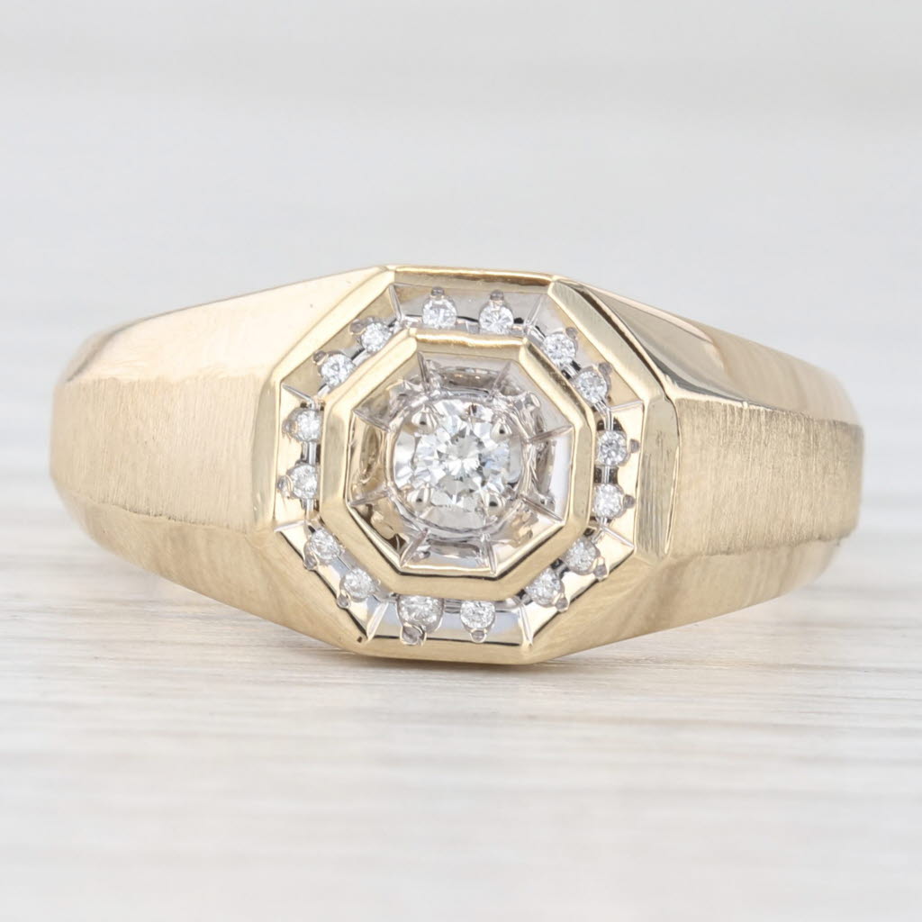 Light Gray Diamond Halo Ring 14k Yellow Gold Size 9.5