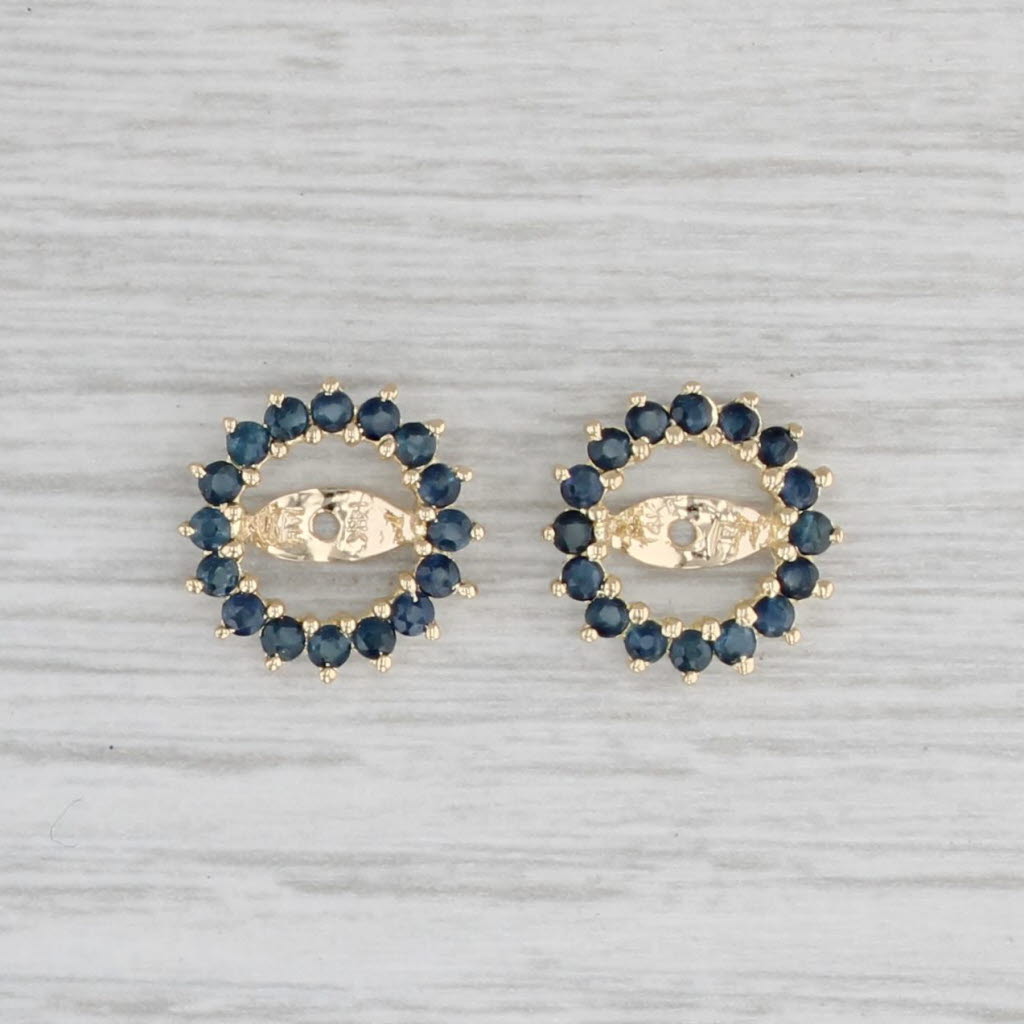 Light Gray 1ctw Blue Sapphire Earring Enhancer Jackets 14k Yellow Gold For Stud Earrings