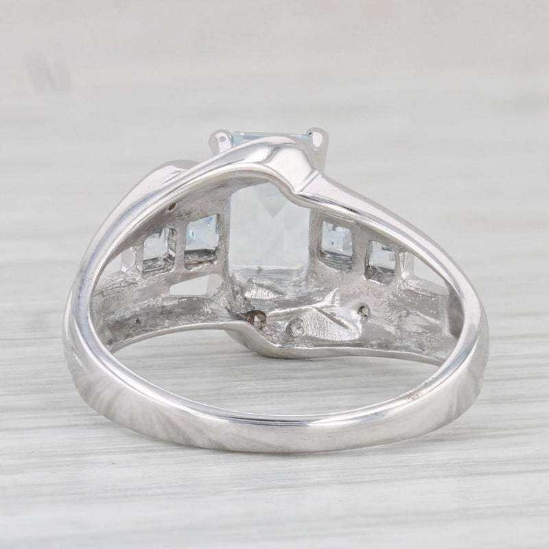 1.28ctw Aquamarine Diamond Ring 10k White Gold Size 5