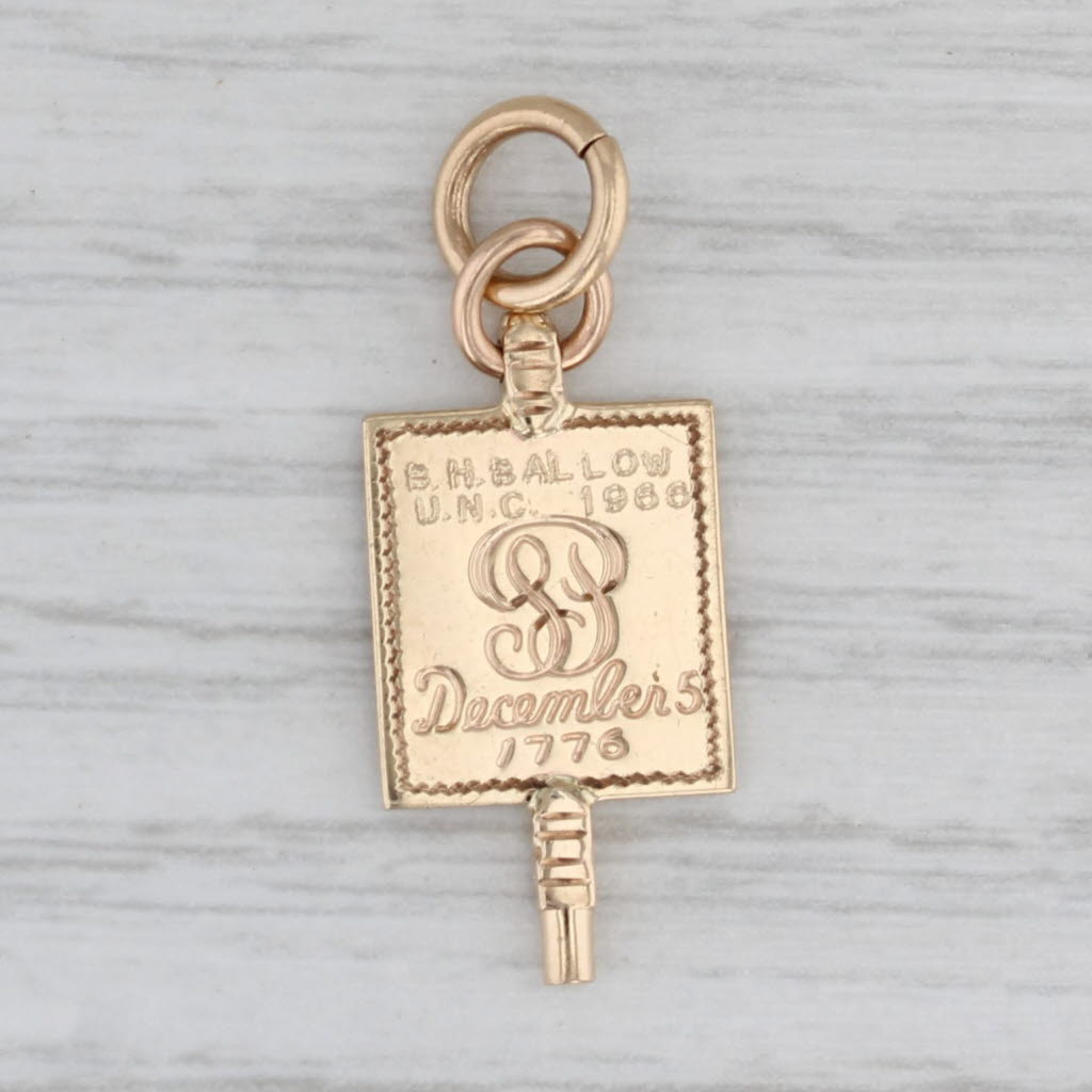 Gray Phi Beta Kappa Honor Society Fraternity Key Fob Charm Vintage 10k Yellow Gold