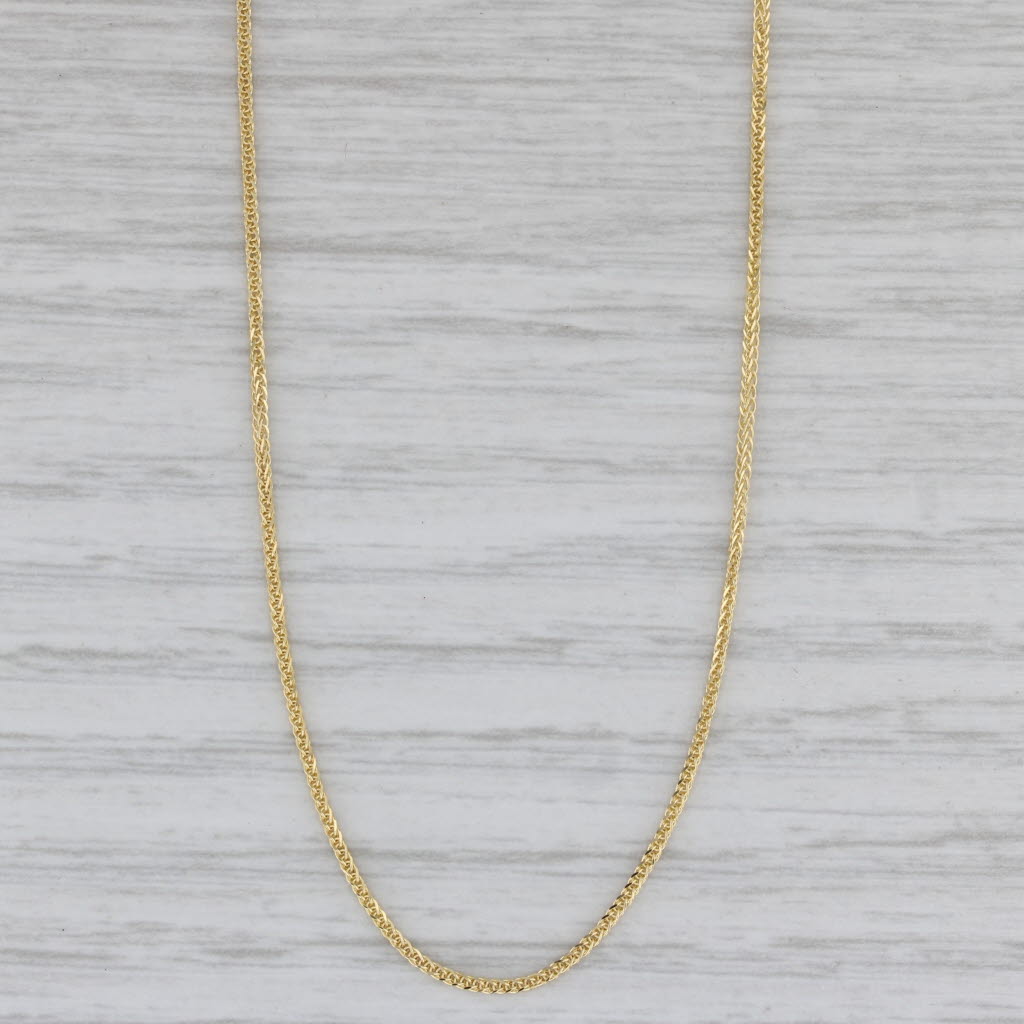 Gray Wheat Chain Necklace 14k Yellow Gold Adjustable Length Slide Bead 22" 0.6mm