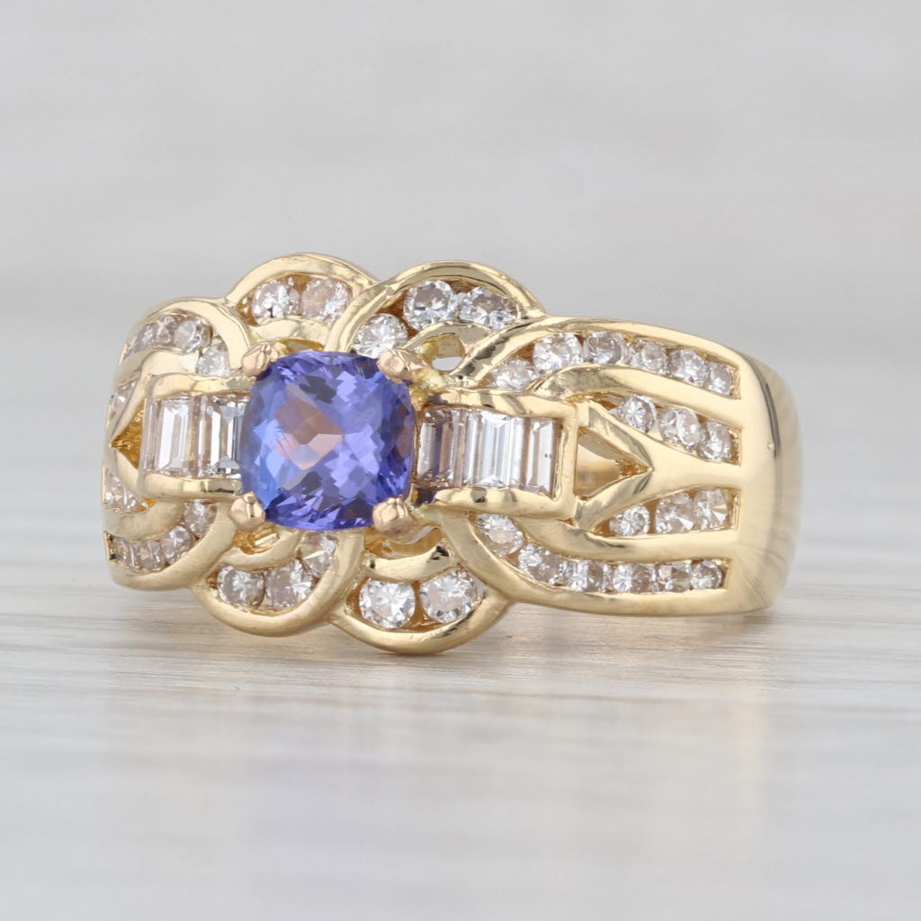 1.80ctw Tanzanite Diamond Knot Ring 18k Yellow Gold Size 8