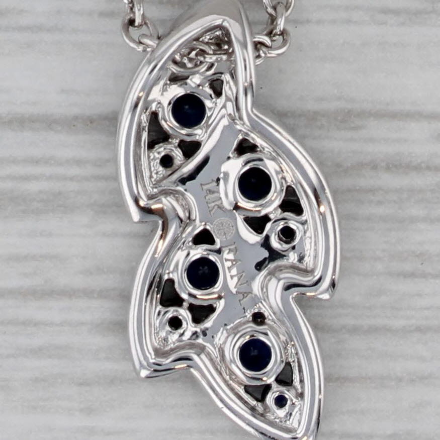 Gray 0.82ctw Sapphire Diamond Flower Pendant Necklace 14k White Gold 16" 18" FANA