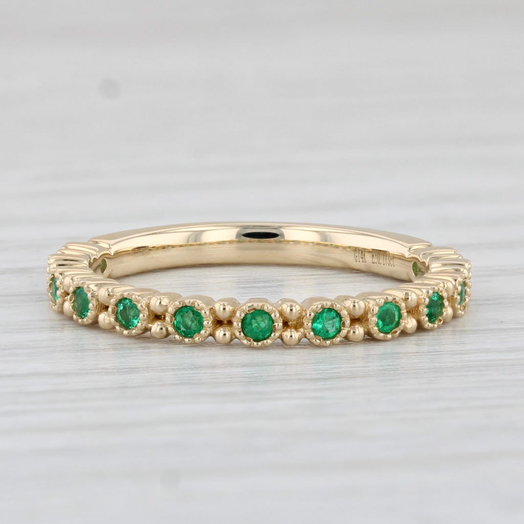 Light Gray New 0.17ctw Stackable Emerald Ring 14k Yellow Gold Wedding Band Size 6.5