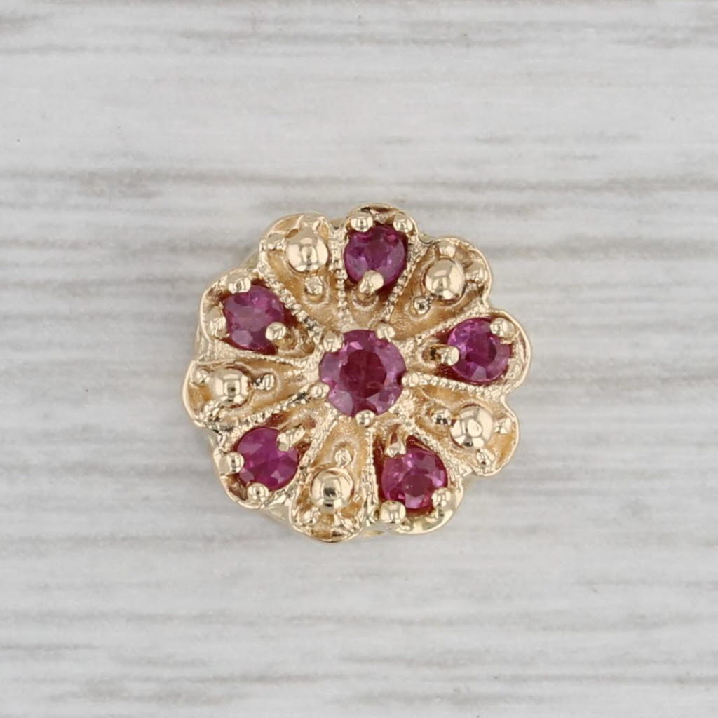 Gray Richard Klein Ruby Flower Slide Bracelet Charm 14k Yellow Gold Vintage