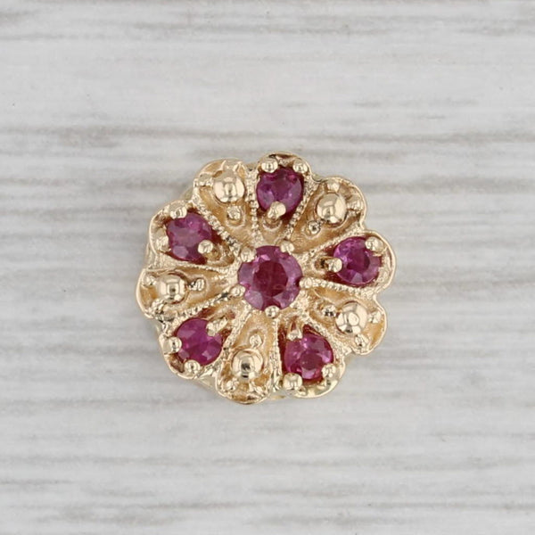 Richard Klein Ruby Flower Slide Bracelet Charm 14k Yellow Gold Vintage