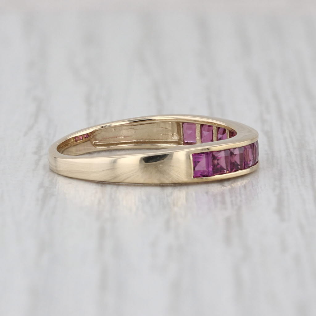 0.64ctw Rhodolite Garnet Ring 10k Yellow Gold Size 8 Stackable Wedding Band