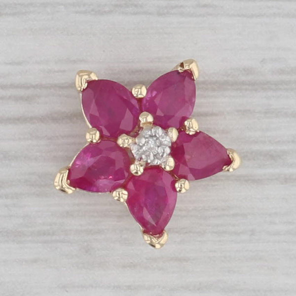 Gray Small 1ctw Ruby Flower Pendant 10k Yellow Gold Diamond Accent