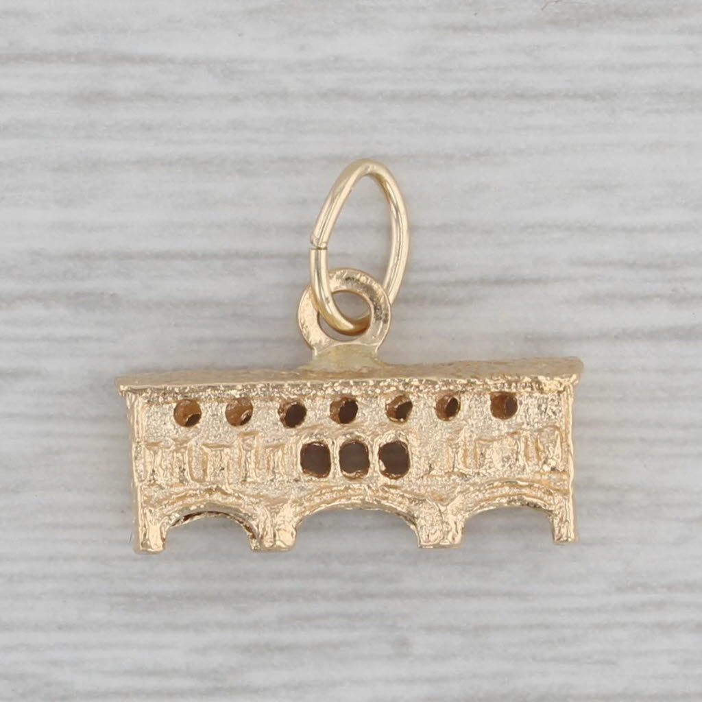 Gray Covered Bridge Charm 10k Yellow Gold Souvenir Pendant