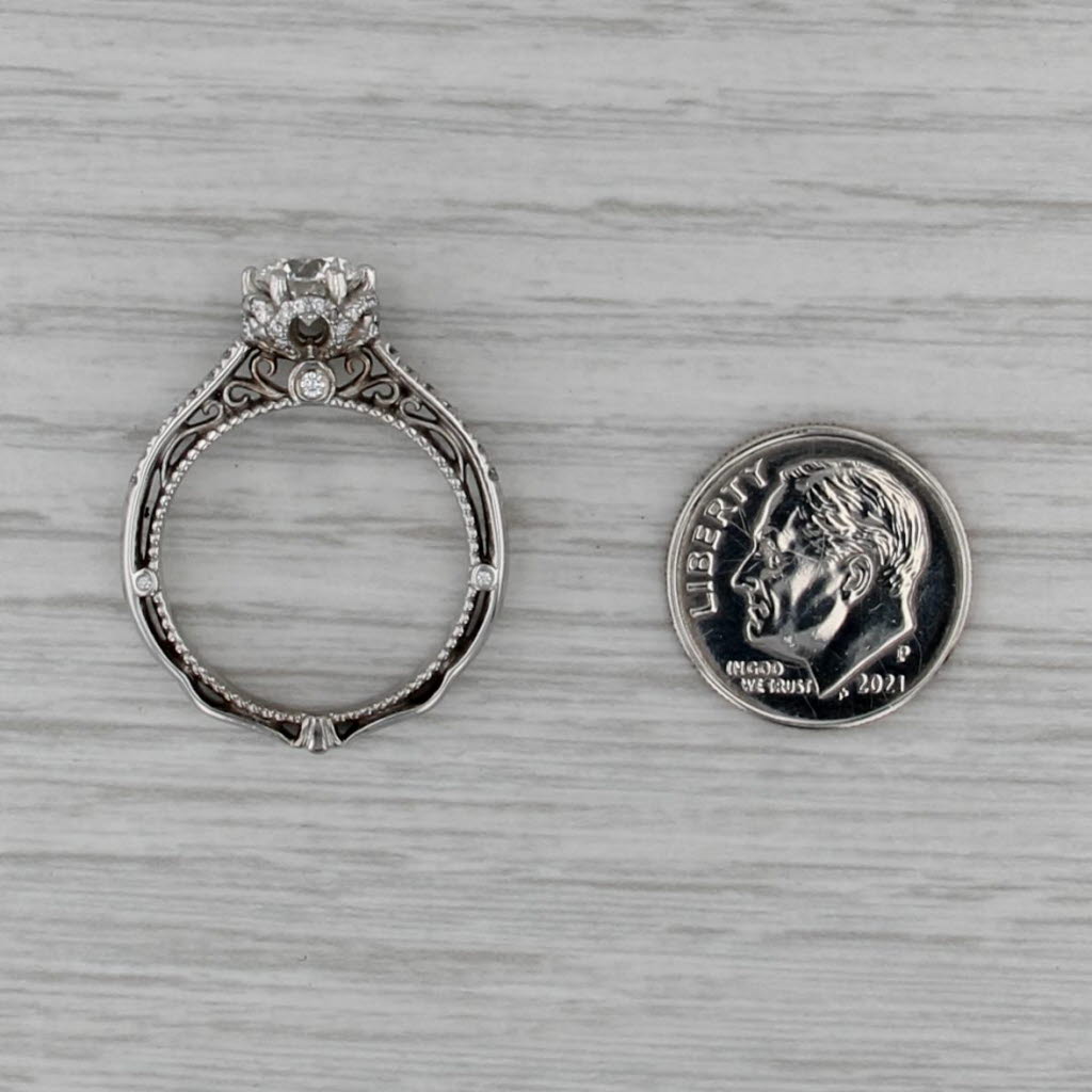 Veraggio 1.47ctw Diamond Halo Engagement Ring w/ Box GIA 18k White Gold Filigree