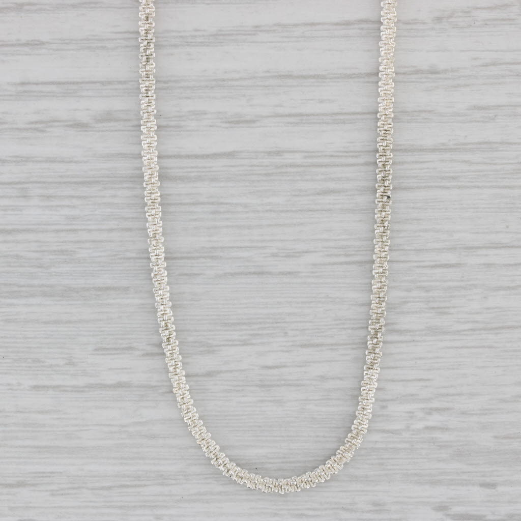 Gray 15.75" 2.5mm Popcorn Chain Necklace Sterling Silver Italian