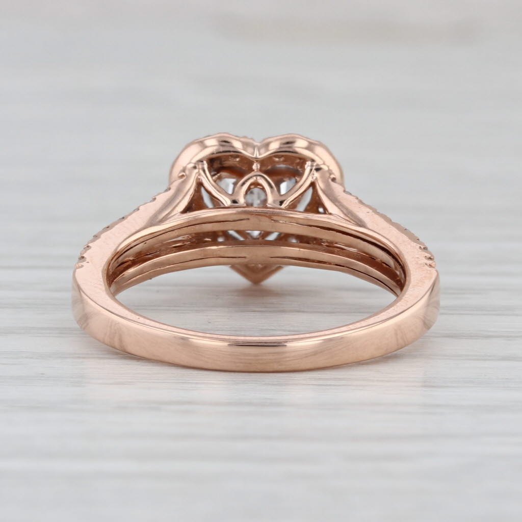 1.08ctw Diamond Heart Halo Engagement Ring 14k Rose Gold Size 7