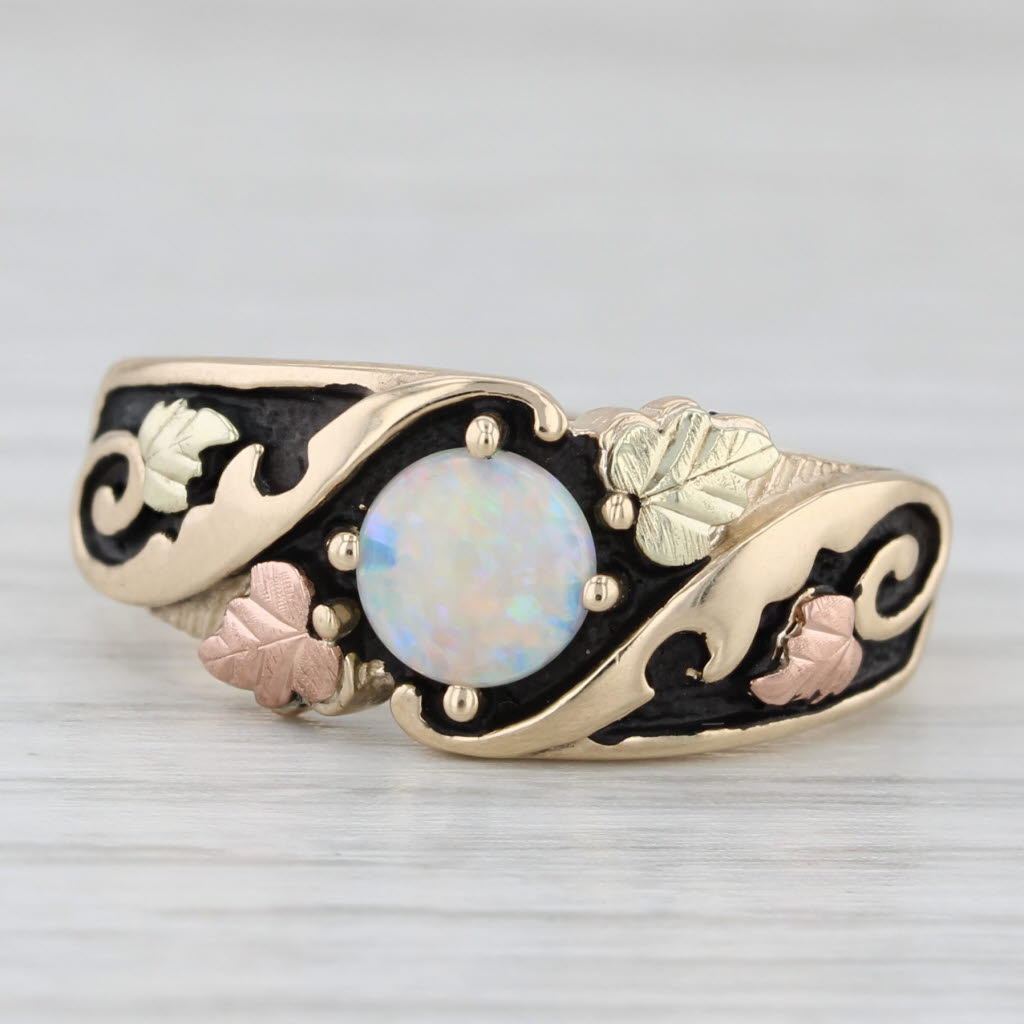 Light Gray Coleman Co Black Hills Gold Opal Leaf Ring 10k Yellow Rose Green Gold Size 9.75