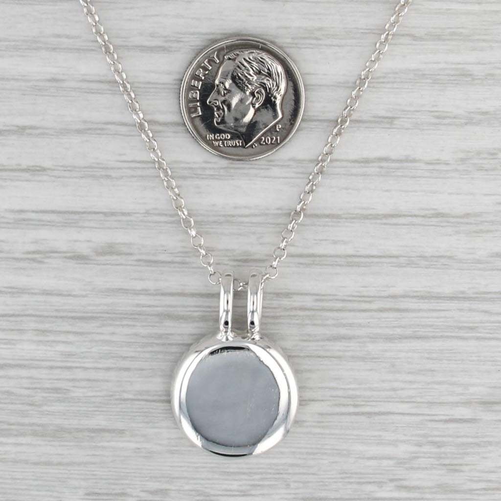 Engravable Medallion Pendant Necklace Sterling Silver 18" Cable Chain