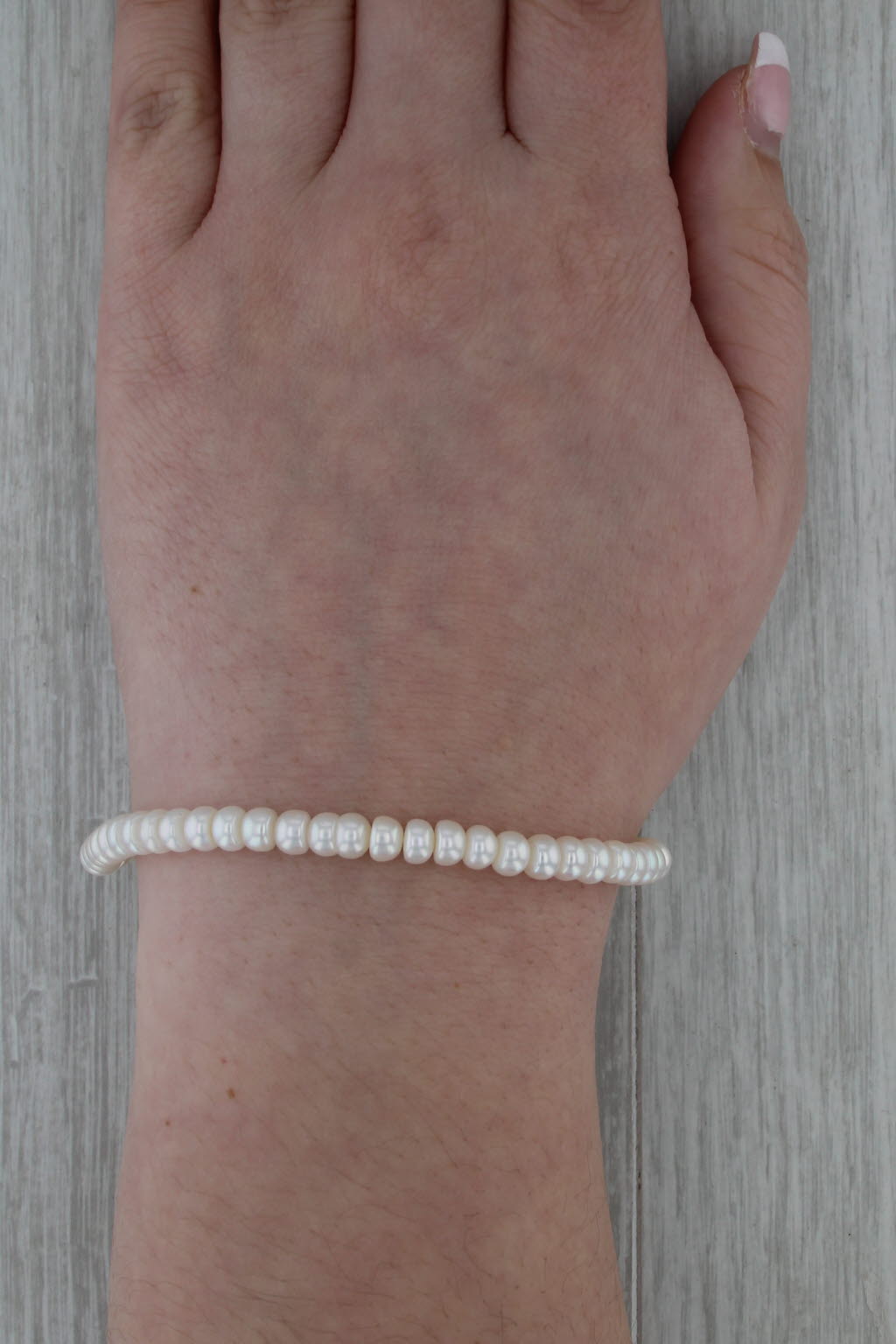 Freshwater Cultured Pearl Single Strand Bead Bracelet 14k Yellow Gold 7" 5.2mm
