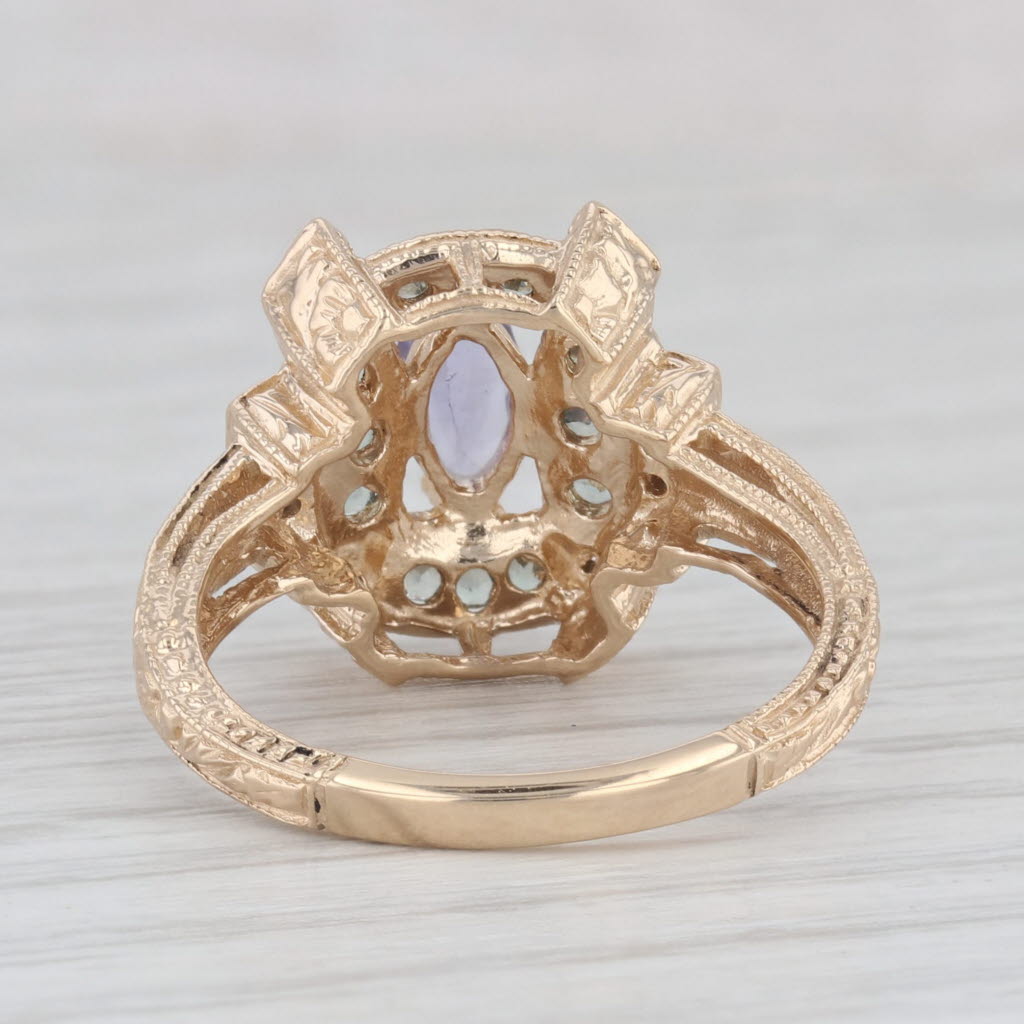 Light Gray Marquise Tanzanite Diamond Chrysoberyl Ring 14k Yellow Gold Size 7