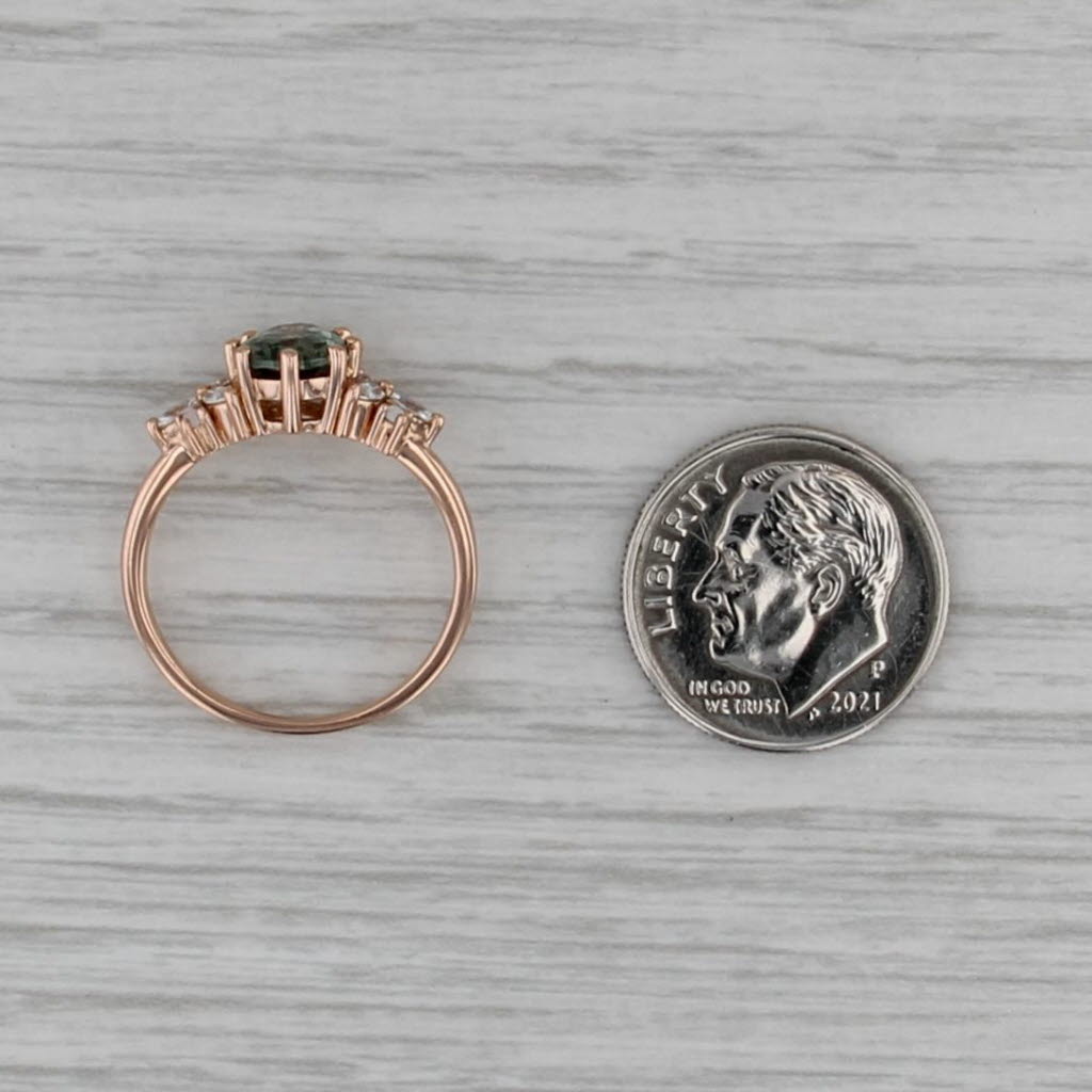 1.43ctw Lab Created Green Spinel Moissanite Opal Ring 18k Rose Gold Size 5.75