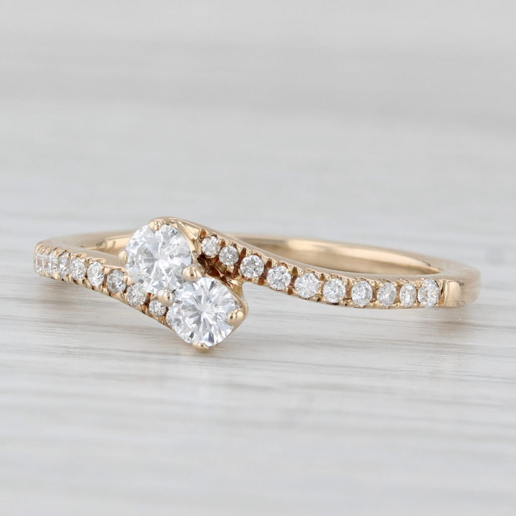 Light Gray 0.45ctw Diamond Bypass Ever Us Ring 14k Yellow Gold Anniversary Engagement