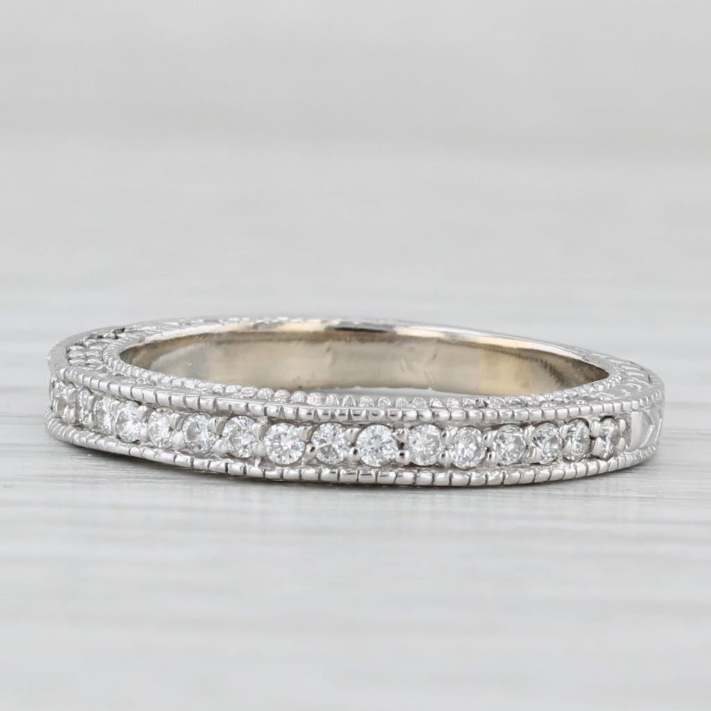 Light Gray 0.32ctw Diamond Wedding Band 14k White Gold Size 6 Stackable Wedding Band