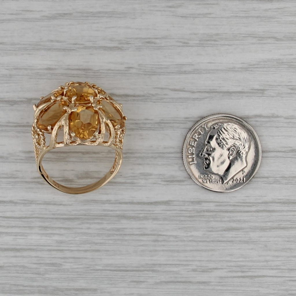 8ctw Citrine Cluster Cocktail Ring 14k Yellow Gold Size 5.75