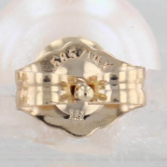 9mm Cultured Pearl Solitaire Stud Earrings 14k Yellow Gold Round Studs