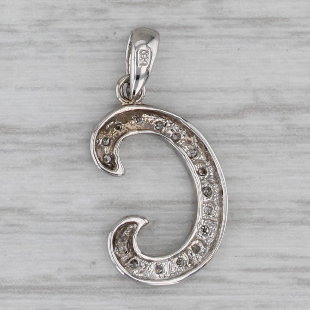 Gray Diamond Letter "C" Pendant 10k White Gold Small Initial