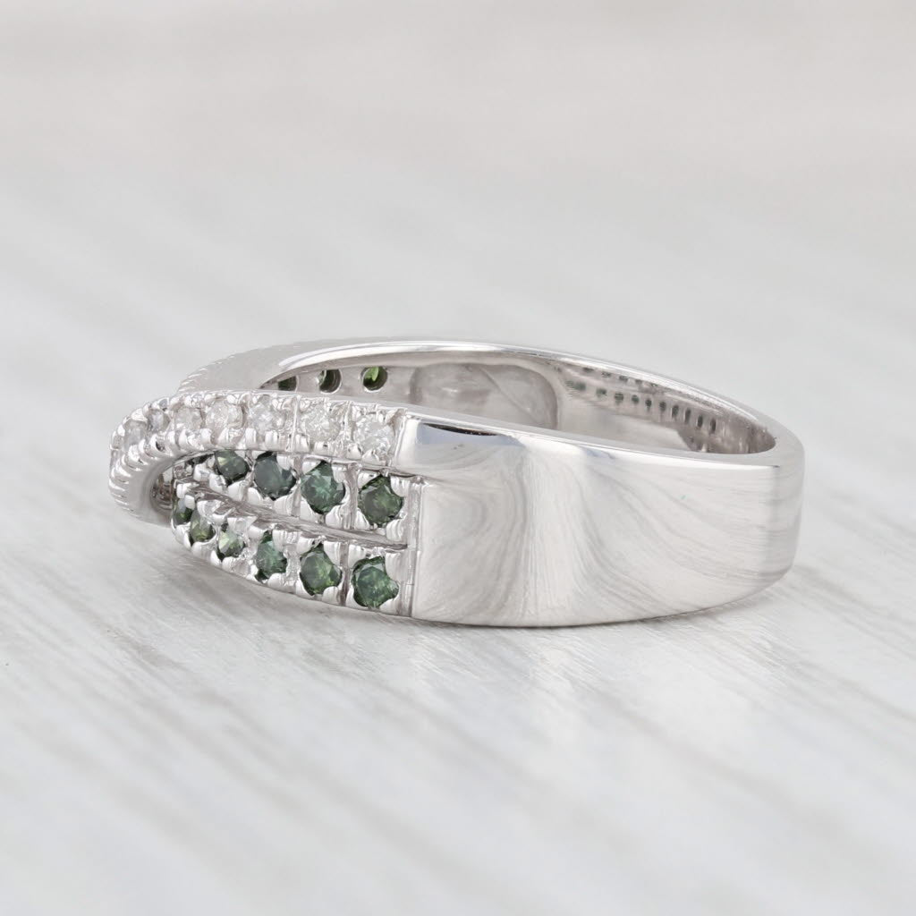 Light Gray 0.51ctw Green White Diamond Overlay Ring 14k White Gold Size 5.75 Stackable