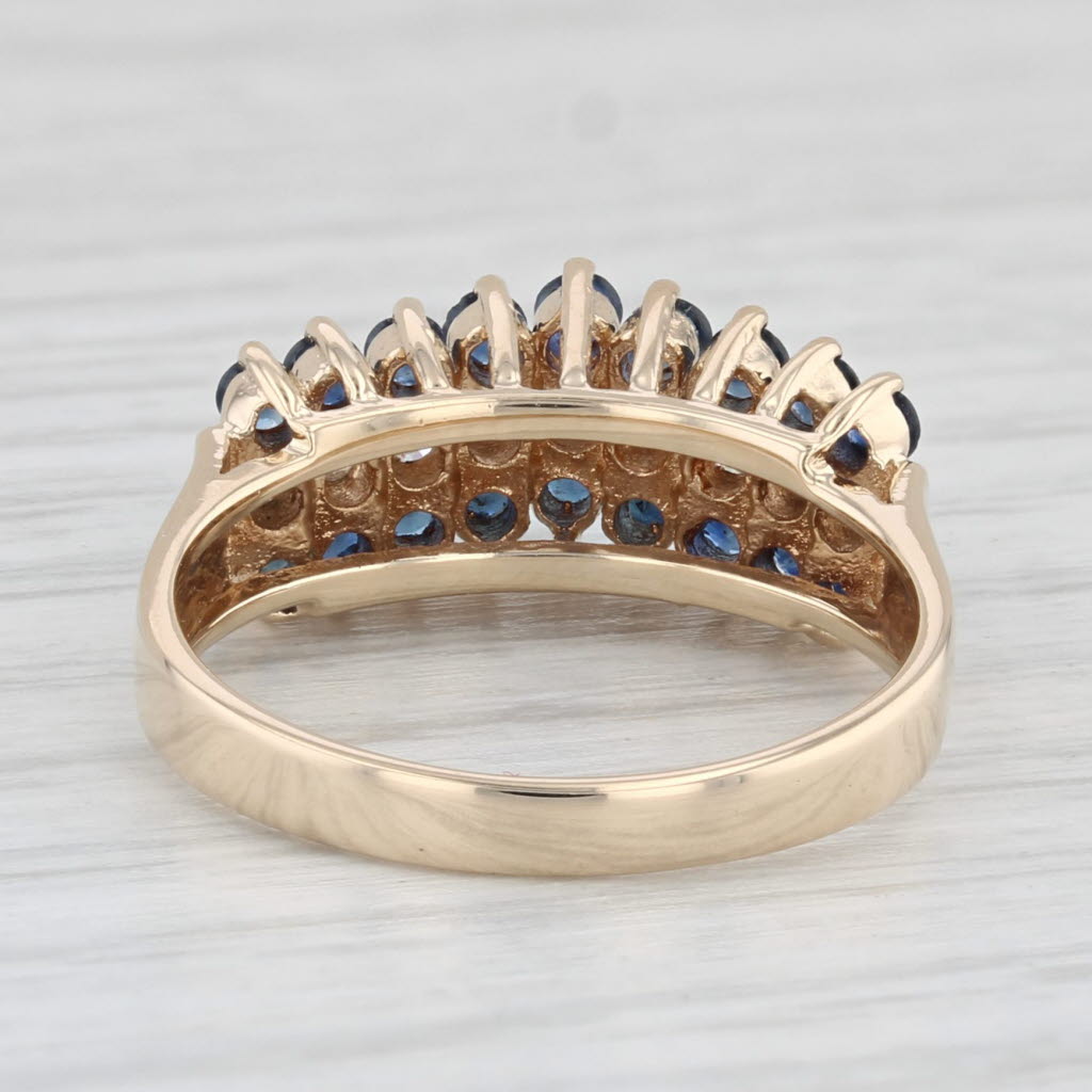 Light Gray 0.80ctw Blue Sapphire Diamond Tiered Ring 14k Yellow Gold Size 6 Stackable