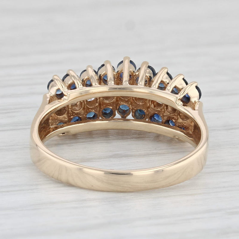 0.80ctw Blue Sapphire Diamond Tiered Ring 14k Yellow Gold Size 6 Stackable