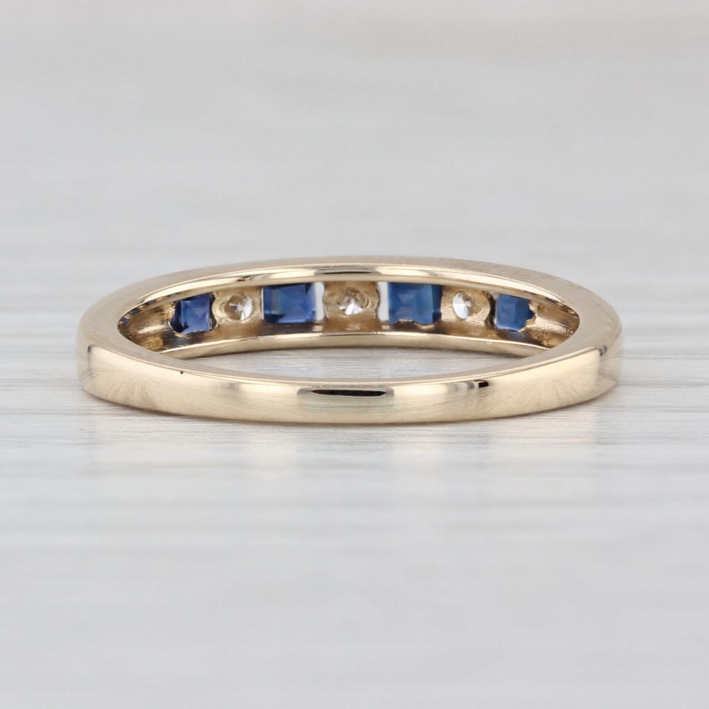 0.34ctw Blue Sapphire Diamond Wedding Band 14k Yellow Gold Stackable Ring Sz 6